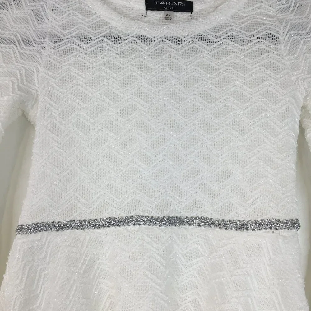 Tahari Girl Bell Sleeve White Dress Size 6X